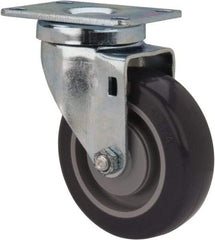 Shepherd - 4" Diam x 1-1/4" Wide x 5-1/4" OAH Top Plate Mount Swivel Caster - Polyurethane, 200 Lb Capacity, Ball Bearing, 2-5/8 x 3-3/4" Plate - Exact Tool & Supply