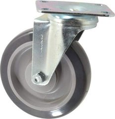 Shepherd - 5" Diam x 1-1/4" Wide x 6-1/4" OAH Top Plate Mount Swivel Caster - Polyurethane, 225 Lb Capacity, Ball Bearing, 2-5/8 x 3-3/4" Plate - Exact Tool & Supply