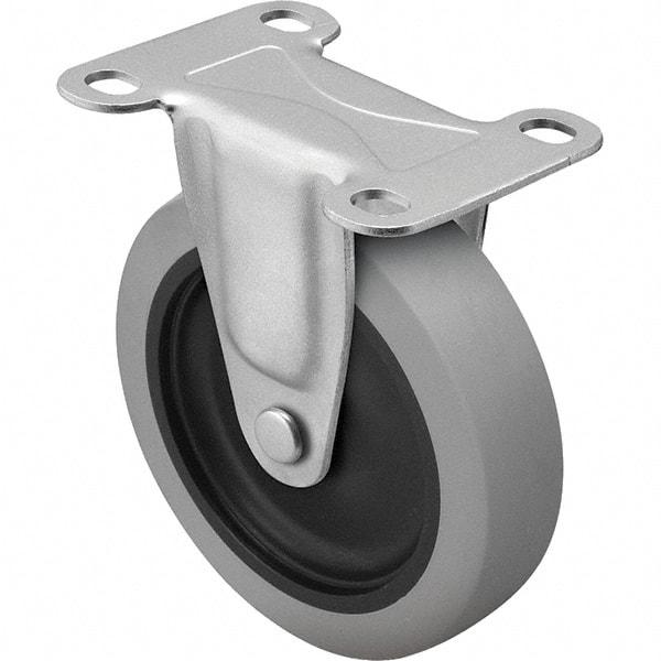 Shepherd - 4" Diam x 15/16" Wide x 4-3/4" OAH Top Plate Mount Rigid Caster - TPR, 125 Lb Capacity, Nylon Bearing, 2-5/8 x 3-3/4" Plate - Exact Tool & Supply