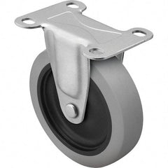 Shepherd - 4" Diam x 15/16" Wide x 4-3/4" OAH Top Plate Mount Rigid Caster - TPR, 125 Lb Capacity, Nylon Bearing, 2-5/8 x 3-3/4" Plate - Exact Tool & Supply