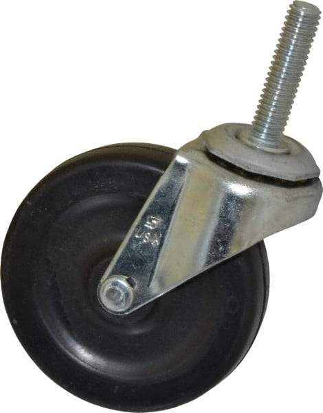 Shepherd - 3" Diam x 13/16" Wide x 3-1/2" OAH Stem Mount Swivel Caster - Soft Rubber, 110 Lb Capacity, Nylon Bearing, 3/8-16 x 1-1/2" Threaded Stem - Exact Tool & Supply