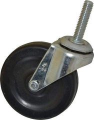 Shepherd - 3" Diam x 13/16" Wide x 3-1/2" OAH Stem Mount Swivel Caster - Soft Rubber, 110 Lb Capacity, Nylon Bearing, 3/8-16 x 1-1/2" Threaded Stem - Exact Tool & Supply
