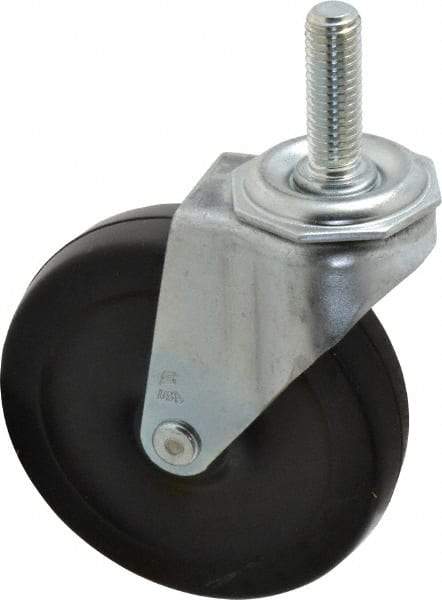 Shepherd - 4" Diam x 15/16" Wide x 4-3/4" OAH Stem Mount Swivel Caster - Soft Rubber, 125 Lb Capacity, Nylon Bearing, 1/2-13 x 1-1/2" Threaded Stem - Exact Tool & Supply