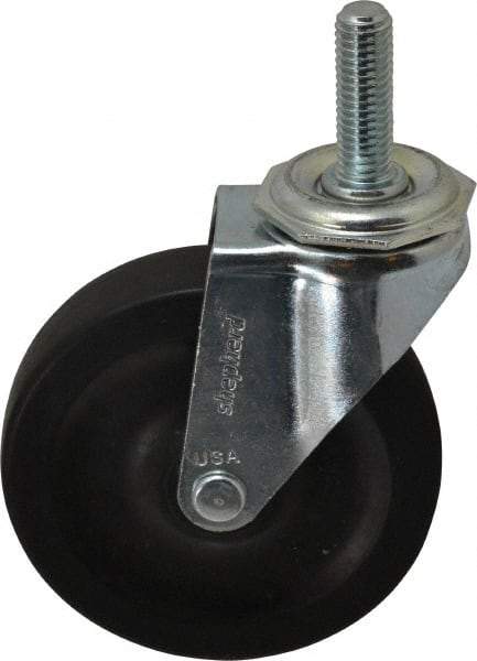 Shepherd - 4" Diam x 15/16" Wide x 4-3/4" OAH Stem Mount Swivel Caster - Hard Rubber, 150 Lb Capacity, Nylon Bearing, 1/2-13 x 1-1/2" Threaded Stem - Exact Tool & Supply