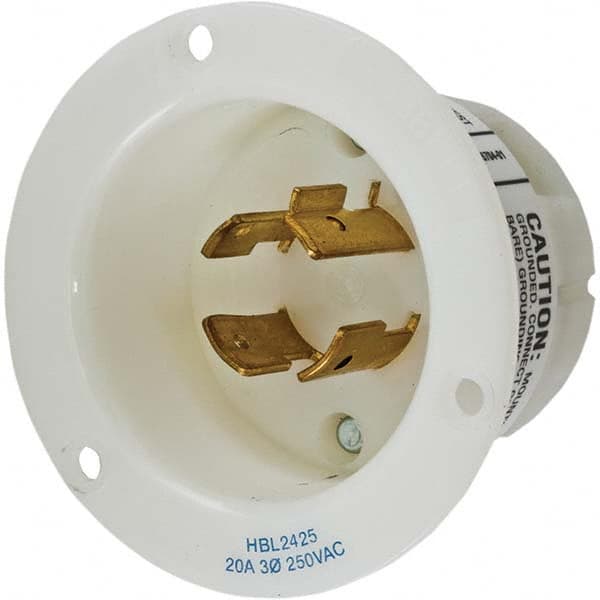 Hubbell Wiring Device-Kellems - 3-Phase Delta 250 VAC 20A NEMA L15-20P Industrial Twist Lock Inlet - Exact Tool & Supply