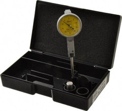 Mahr - 1/4 mm Range, 0.01 mm Dial Graduation, Horizontal Dial Test Indicator - 27.5 mm Yellow Dial, 0-25-0 Dial Reading - Exact Tool & Supply