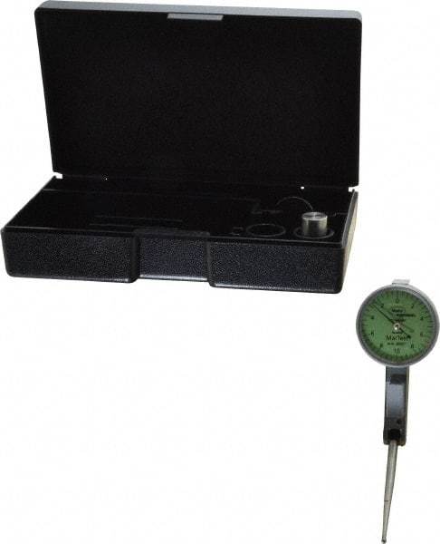 Mahr - 0.01 Inch Range, 0.0005 Inch Dial Graduation, Horizontal Dial Test Indicator - 1.1 Inch Green Dial, 0-10-0 Dial Reading - Exact Tool & Supply