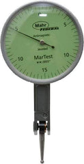 Mahr - 0.015 Inch Range, 0.0005 Inch Dial Graduation, Horizontal Dial Test Indicator - 1-1/2 Inch Green Dial, 0-15-0 Dial Reading - Exact Tool & Supply