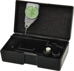 Mahr - 0.015 Inch Range, 0.0005 Inch Dial Graduation, Horizontal Dial Test Indicator - 1.1 Inch Green Dial, 0-15-0 Dial Reading - Exact Tool & Supply