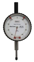 Mahr - 0.8mm Range, 0-45-0 Dial Reading, 0.01mm Graduation Dial Drop Indicator - 50mm Dial, 0.01mm Range per Revolution - Exact Tool & Supply