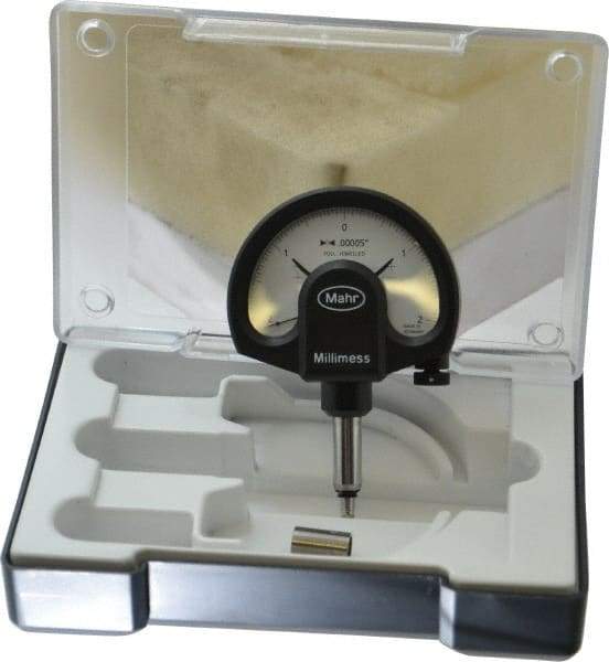 Mahr - 0.0001 Inch Graduation, Accuracy Up to 0.0001 Inch, 0.002 Inch Max Measurement, Dial Comparator Gage - 1 N Force, 0.11 Inch Overtravel, White - Exact Tool & Supply