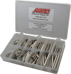 Made in USA - 500 Piece, 1/16 to 7/16" Pin Diam, Spring Pin Assortment - 18-8 Stainless Steel - Exact Tool & Supply