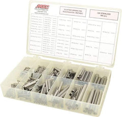 Made in USA - 500 Piece, 1/16 to 7/16" Pin Diam, Spring Pin Assortment - 420 Stainless Steel - Exact Tool & Supply