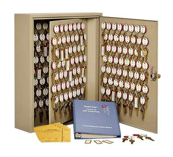 MMF - 180 Keys, Tan Two Tag Key Cabinet - 16-1/2" Wide x 16-1/2" Deep x 20-1/2" High - Exact Tool & Supply