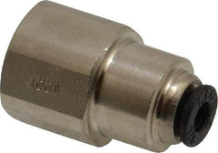 Legris - 1/8" Outside Diam, 1/8 NPT, Nickel Plated Brass Push-to-Connect Tube Female Connector - 290 Max psi - Exact Tool & Supply