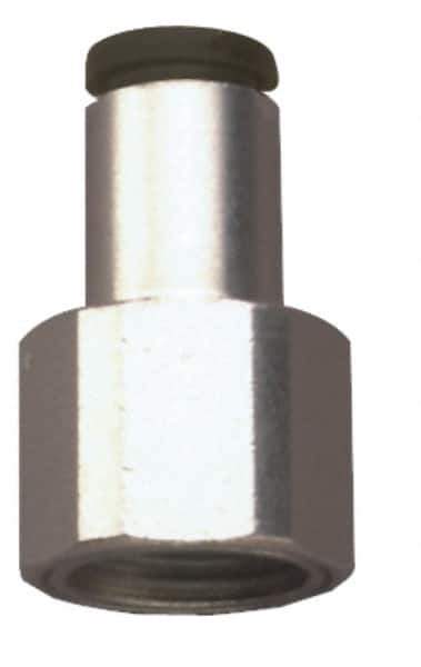 Legris - 5/32" Outside Diam, 1/4 NPT, Nickel Plated Brass Push-to-Connect Tube Female Connector - 290 Max psi - Exact Tool & Supply