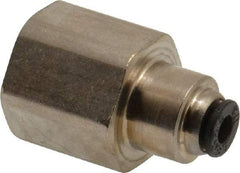 Legris - 1/8" Outside Diam, 1/4 NPT, Nickel Plated Brass Push-to-Connect Tube Female Connector - 290 Max psi - Exact Tool & Supply