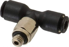 Legris - 1/8" OD, 10-32 UNF, Nylon/Nickel Plated Brass Push-to-Connect Male Branch Tee - 290 Max psi - Exact Tool & Supply