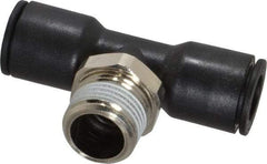 Legris - 1/2" OD, 1/2 NPT, Nylon/Nickel Plated Brass Push-to-Connect Male Branch Tee - 290 Max psi - Exact Tool & Supply
