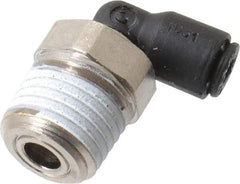 Legris - 1/8" OD, 1/4 NPT, Nylon/Nickel Plated Brass Push-to-Connect Male Elbow - 290 Max psi - Exact Tool & Supply