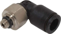 Legris - 1/4" OD, 10-32 UNF, Nylon/Nickel Plated Brass Push-to-Connect Male Elbow - 290 Max psi - Exact Tool & Supply