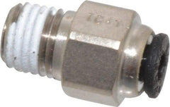 Legris - 1/8" Outside Diam, 1/16 NPT, Nickel Plated Brass Push-to-Connect Tube Male Connector - 290 Max psi - Exact Tool & Supply