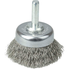 Weiler - Cup Brushes; Brush Diameter (Inch): 1-3/4 ; Fill Material: Stainless Steel ; Filament/Wire Diameter (Decimal Inch): 0.0060 ; Wire Type: Crimped Wire ; Arbor Type: Shank ; Shank Diameter (Inch): 1/4 - Exact Tool & Supply