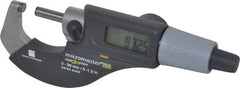 TESA Brown & Sharpe - 0 to 1.2" Range, 0.0001" Resolution, Standard Throat, Electronic Outside Micrometer - 0.0002" Accuracy, Friction Thimble, Carbide Tipped Face, CR2030 Battery, Includes Plastic Case - Exact Tool & Supply