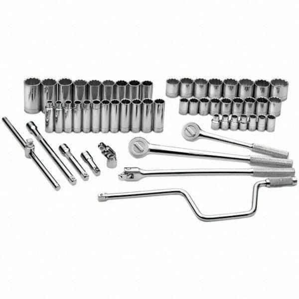 SK - 1/2" Drive Standard Deep Socket Set - 10 to 36mm, Metric Measurement Standard - Exact Tool & Supply