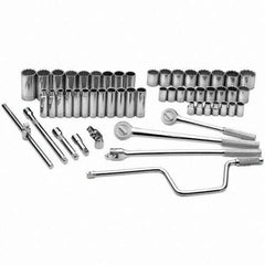 SK - 1/2" Drive Standard Deep Socket Set - 10 to 36mm, Metric Measurement Standard - Exact Tool & Supply