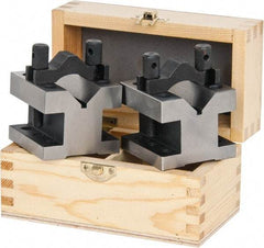 Value Collection - 1-3/16" Max Capacity, 90° Angle, Hardened Steel V-Block - 2-3/8" Long x 2-3/8" Wide x 2" High, Sold as 2 Block Set - Exact Tool & Supply
