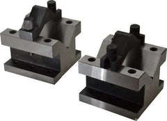 Value Collection - 2-9/16" Max Capacity, 90° Angle, Hardened Steel V-Block - 4-1/8" Long x 4-1/8" Wide x 3-1/16" High, Sold as 2 Block Set - Exact Tool & Supply