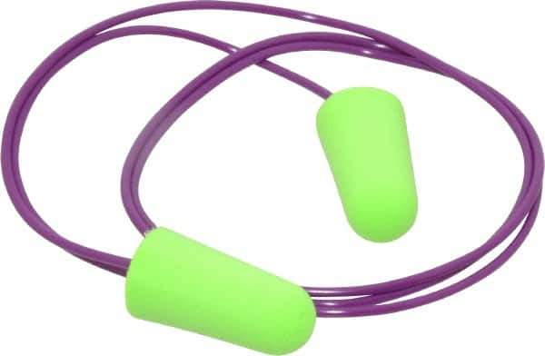 Moldex - Disposable, Corded, 33 dB, Taper End Earplugs - Bright Green - Exact Tool & Supply