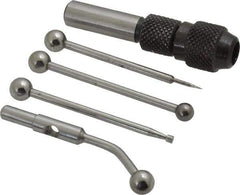 Value Collection - Single End, Center Finder Set Mechanical - 0.1 Inch Head Diameter, Ball, Conical, Disc Head Type, Includes 4 Attachments, Case, Holder, 4 Pieces - Exact Tool & Supply