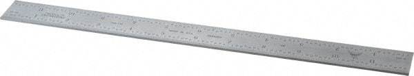 PEC Tools - 12 Inch Long Blade, 4R Graduation Combination Square Blade - Satin Chrome Finish, Steel, 1/64, 1/32 1/16 and 1/8 Inch Graduation - Exact Tool & Supply