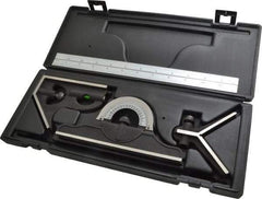 TESA Brown & Sharpe - 4 Piece, 12" Combination Square Set - 1/16, 1/32, 1/64 & 1/8" (4R) Graduation, Hardened Steel Blade, Hardened Steel Center, Protractor & Square Head - Exact Tool & Supply