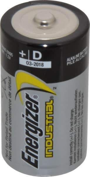 Energizer - Size D, Alkaline, 12 Pack, Standard Battery - 1.5 Volts, Button Tab Terminal, LR20, ANSI, IEC Regulated - Exact Tool & Supply