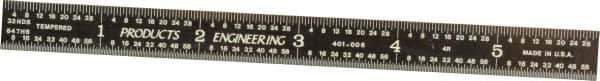 PEC Tools - 6" Long, 1/64, 1/32, 1/16, 1/8" Graduation, Flexible Steel Rule - 4R Graduation Style, 1/2" Wide, Black, Black Chrome Finish - Exact Tool & Supply