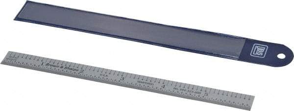 TESA Brown & Sharpe - 6" Long, 1/100, 1/64, 1/32, 1/10" Graduation, Flexible Steel Rule - 5R Graduation Style, 1/2" Wide, Silver, Satin Chrome Finish - Exact Tool & Supply