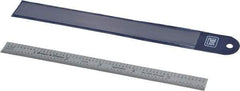 TESA Brown & Sharpe - 6" Long, 1/100, 1/64, 1/32, 1/10" Graduation, Flexible Steel Rule - 5R Graduation Style, 1/2" Wide, Silver, Satin Chrome Finish - Exact Tool & Supply
