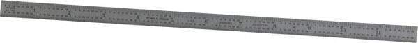 TESA Brown & Sharpe - 12" Long, 1/64, 1/32, 1/16, 1/8" Graduation, Flexible Steel Rule - 4R Graduation Style, 1/2" Wide, Silver, Satin Chrome Finish - Exact Tool & Supply
