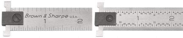 TESA Brown & Sharpe - 12" Long, 1/64, 1/32, 1/16, 1/8" Graduation, Steel Rule - 4R Graduation Style, 1" Wide, Silver, Satin Chrome Finish - Exact Tool & Supply