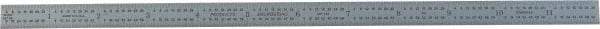 PEC Tools - 12" Long, 1/64, 1/32, 1/16, 1/8" Graduation, Flexible Steel Rule - 4R Graduation Style, 1/2" Wide, Silver, Satin Chrome Finish - Exact Tool & Supply