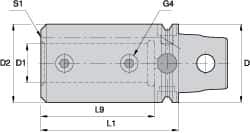 Kennametal - 20mm Bore Diam, 40mm Body Diam x 70mm Body Length, Boring Bar Holder & Adapter - 58mm Bore Depth, Internal & External Coolant - Exact Tool & Supply