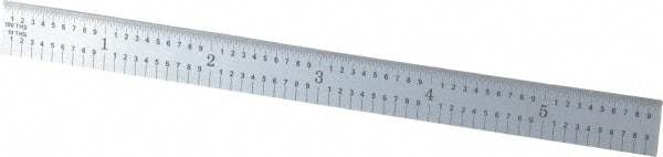 PEC Tools - 6" Long, 1/100, 1/64, 1/32, 1/10" Graduation, Flexible Steel Rule - 5R Graduation Style, 1/2" Wide, Silver, Satin Chrome Finish - Exact Tool & Supply