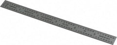 PEC Tools - 6" Long, 1/64, 1/32, 1/16, 1/8" Graduation, Flexible Steel Rule - 4R Graduation Style, 1/2" Wide, Silver, Satin Chrome Finish - Exact Tool & Supply