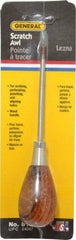 General - 6-1/2" OAL Steel Scratch Awl - Hardwood Handle - Exact Tool & Supply