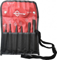 Mayhew - 6 Piece Punch & Chisel Set - 1/2 to 5/8" Chisel, 3/16 to 3/8" Punch, Round Shank - Exact Tool & Supply