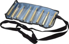 Made in USA - 8 Piece, 1/16 to 5/16", Pin Punch Set - Round Shank, Brass, Comes in Vinyl Pouch - Exact Tool & Supply