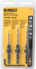 DeWALT - 3 Piece, 0.13 to 0.19" Head Diam, 77 to 83° Included Angle, Single End Countersink Set - Exact Tool & Supply